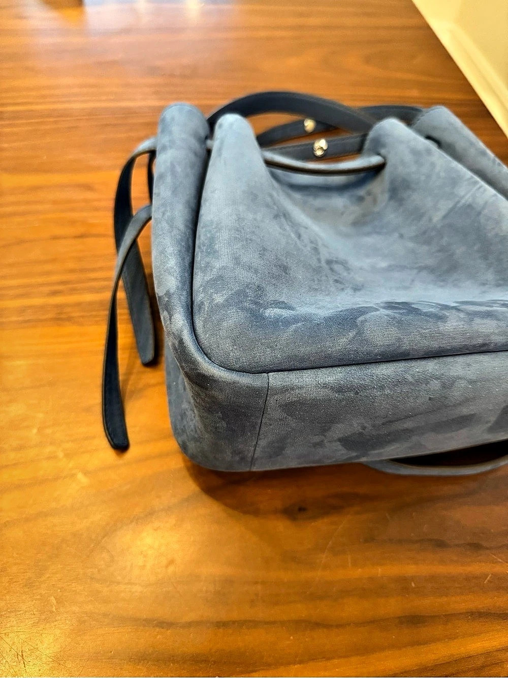 Tory Burch Romy Mini Blue Nubuck Leather Bucket Bag Crossbody - Picture 15 of 15